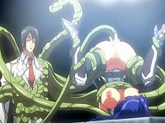 Doctor anime grows out tentacle cocks and fucks big busted hentai chick